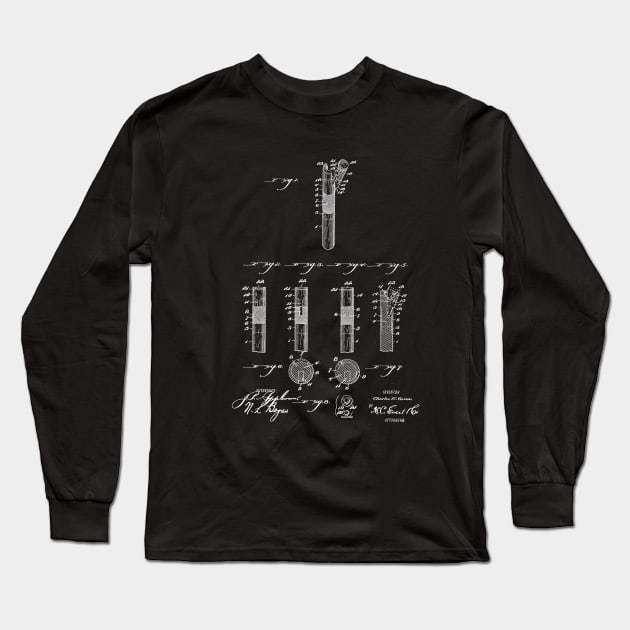 Billiard Cue Tip Fastener Vintage Patent Drawing Long Sleeve T-Shirt by TheYoungDesigns